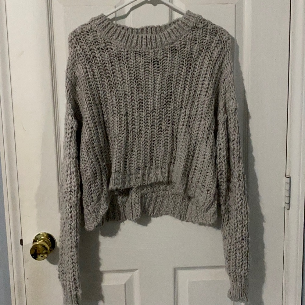 Distressed cropped sweater